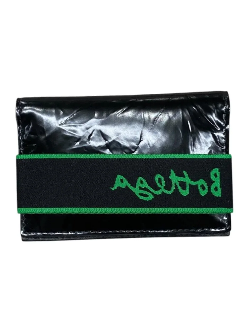 Bottega Veneta Card Case Flap Leather Black Green